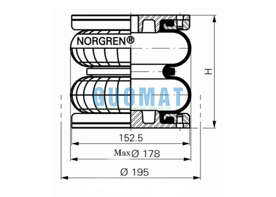 PM/31062 NORGREN Lò xo không khí công nghiệp 115mm Ống thổi khí nén loại cao su