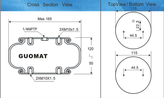 GUOMAT NO 1B6080 Goma Bellows MAX Diameter 165mm Air Springs Đề cập đến 1B5080