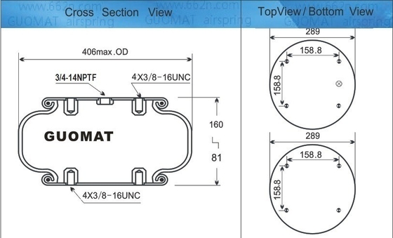 W01M586100 Xuân không khí ghép đơn GUOMAT NO.1B53014 3/4 NPT Không khí vào hai ply Bellows
