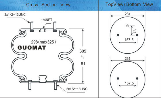 FD 330-22 327 Contitech Air Springs Tam giác 6316 / 4327 Hendrickson S13043 túi khí treo