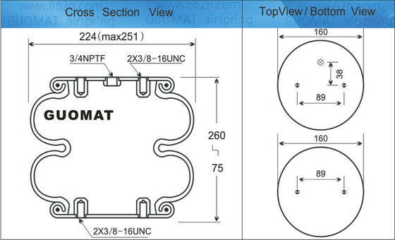 FD 200-19 319 Contitech Air Spring W013586900 Air Spring Actuator với 3/4 NPT Air Inlet Rubber Bellows 578923202