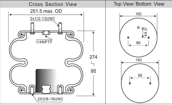 W01-358-6905 Đường treo xe tải Mỹ Air Spring Contitech Cho Hendrickson