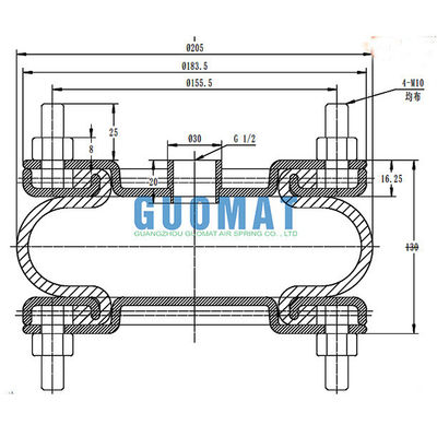 G1/2 Air Connection Dunlop SP1536 Industrial Air Spring cho cách ly máy