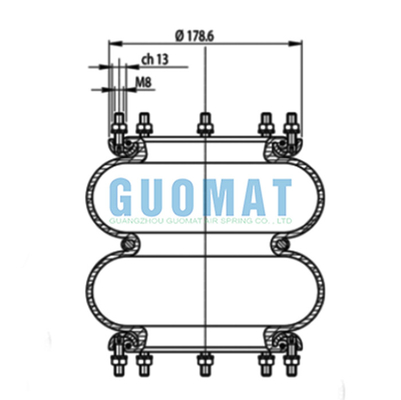 GUOMAT 2H235152 Chất thay thế suối không khí Flange T291/2 túi khí công nghiệp gấp đôi VOLVO 365461