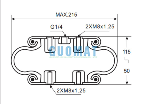 SP-1B07 / SP 1 B 07 Phoenix Single Convolution Bellows Cylinders G1/4 Air Fitting Air Spring
