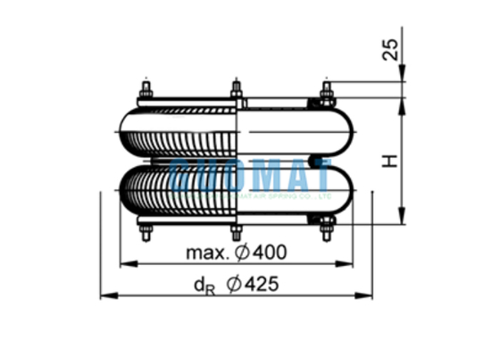 FD 614-26 Lò xo hơi Contitech Mặt bích 14"1/2x2 Bellow khí cao su cho Máy làm hộp giấy