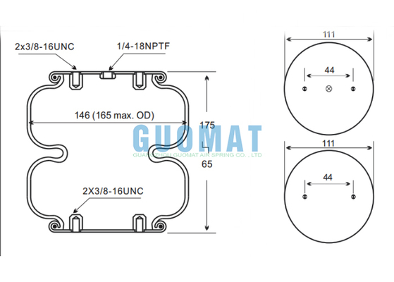 W01-358-7025 Lò xo hơi Firestone gấp đôi 65mm-175mm Hành trình cho Công nghiệp