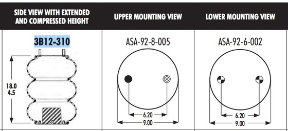 W013588027 3B12-310 Lò xo không khí cao su Goodyear cho ổ đĩa im lặng AS-8025