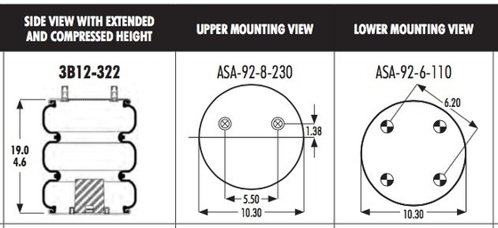 W013588042 578-93-3-103 Goodyear Air Spring 3B12-322 Dành cho NEWAY 905-57-236
