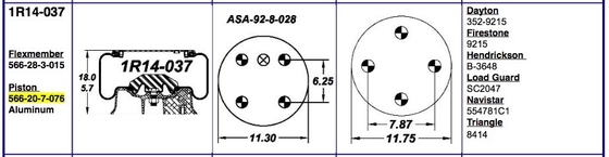 1R14-037 Goodyear Air Spring Flexmember 566-28-3-015 FIRESTONE W013589215 Dành cho HENDRICKSON B-3648