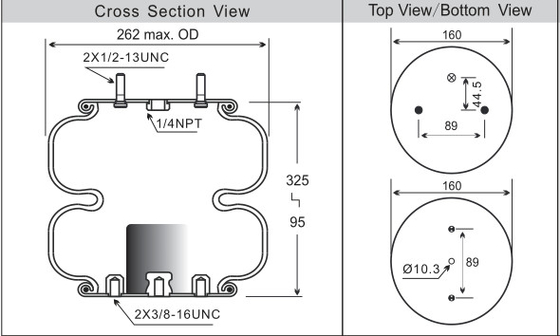 Lò xo không khí cao su chuyển đổi Model 2B 20F-2 cho thiết bị công nghiệp