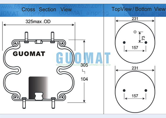 FD 330-22 337 Contitech Double Convoluted Industrial Air Spring W01-358-7401 Quả bóng khí Firestone với kết nối Stud