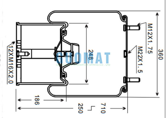 Túi khí ống thổi cao su tùy chỉnh cho xe tải 881MB Túi khí treo rơ moóc Contitech BPW36