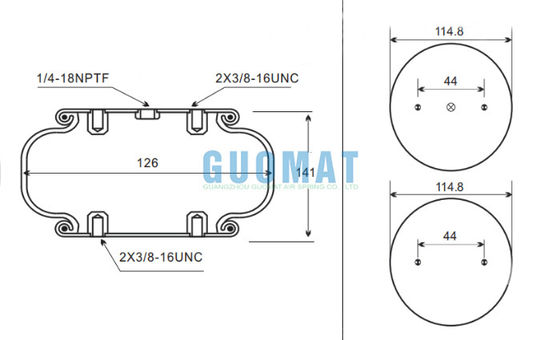 W01-358-7725 Firestone công nghiệp một dây chuyền khí tròn 141mm thiết kế chiều cao cho thiết bị điện tử