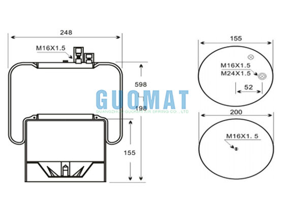 4390NP02 Contiteh Truck Heavy Duty Air Spring A9423200221 Benz Hình đệm cao su