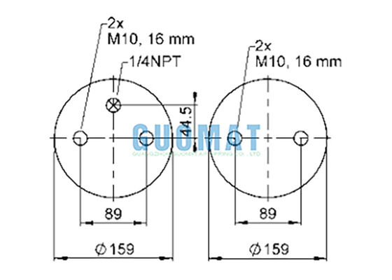 FD 200-19 1/4 M10 Contitech Hỗn lưng Air Shock 72047 Double Convoluted Air Spring