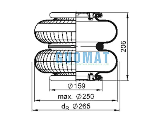 FD 200-19 1/4 M10 Contitech Hỗn lưng Air Shock 72047 Double Convoluted Air Spring