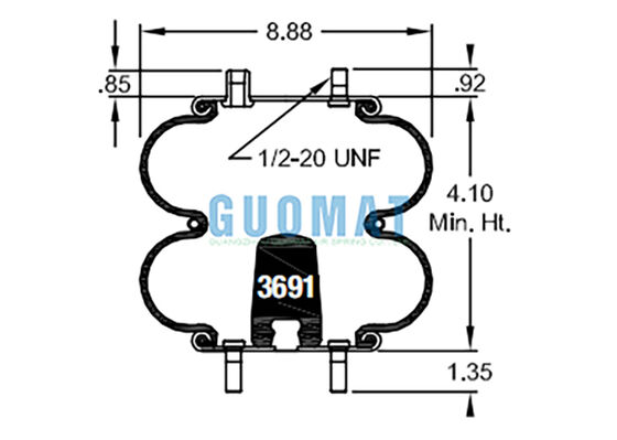 Ống giảm xóc khí treo Firestone W01-358-6941 Kiểu 20 Vỏ cao su Lò xo khí
