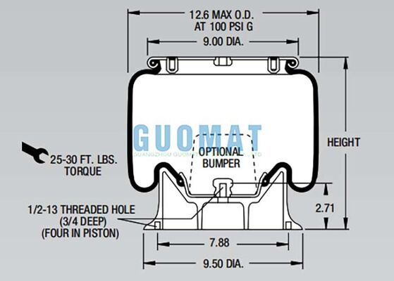 1T15M-2 Firestone Style Air Shock W01-358-9042 Ống phun khí để hấp thụ cú sốc