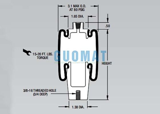 W02-358-4004 Giảm xóc khí cabin Firestone Kiểu 4004 Lò xo khí treo Thay thế