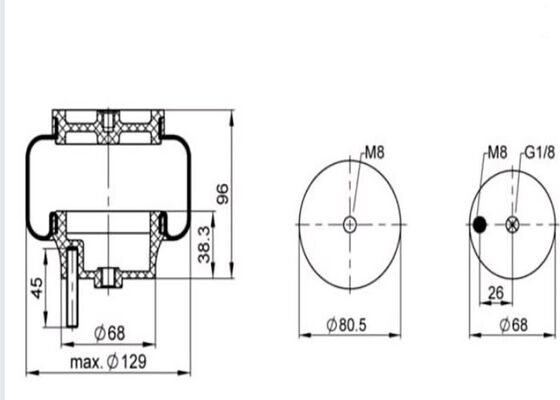 SZ51-8 Contitech Air Spring thay thế G1/8 Air Fitting Truck Cab Air Shock Absorber