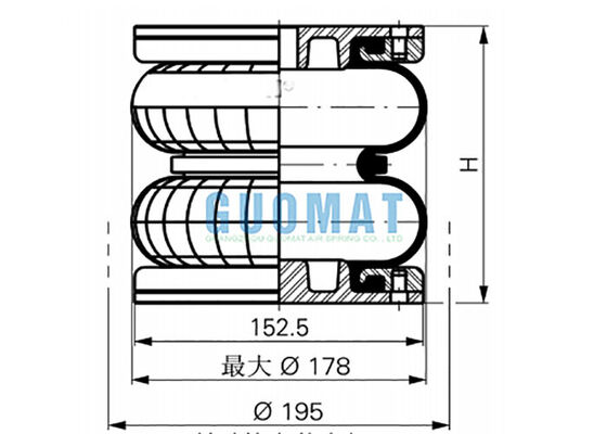 6" x 2 Air Rubber FD 76-14 DI CR  Nhà cung cấp lò xo không khí loại kết hợp đôi Contitech