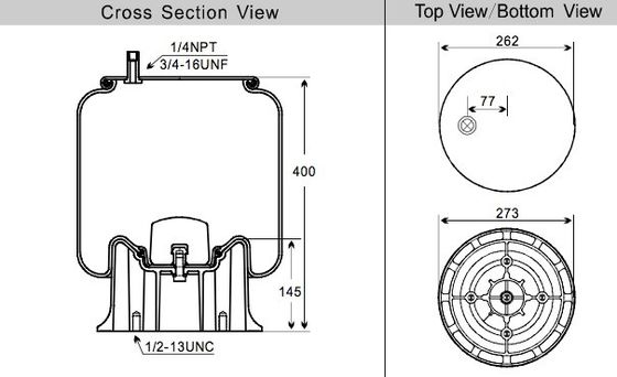 Xe tải bền bỉ Air Springs W01-358-9580 Firows Bellows NO.  1T17CL-9.5 cho MERITOR MLF9025