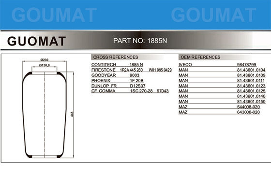 1885N1 Hệ thống treo khí nén 9003 của CONTITECH cho MAN 81436010150