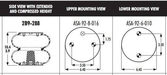 2B9-288 260mm Lò xo không khí chuyển đổi kép Firestone W013586926