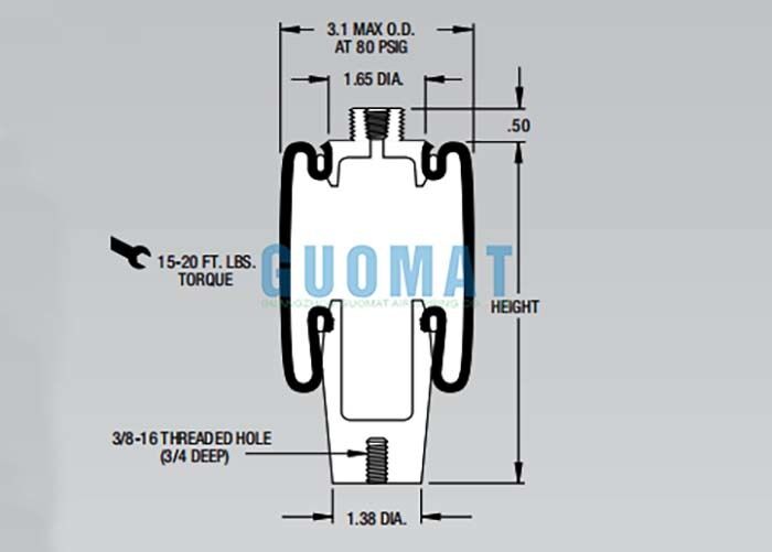 W02-358-4004 Giảm xóc khí cabin Firestone Kiểu 4004 Lò xo khí treo Thay thế