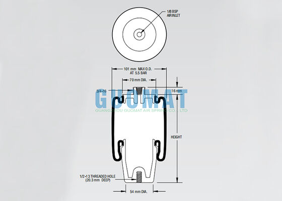 W02-358-7010 Bộ giảm xóc khí cao su Firestone cho cabin xe tải 1/8NPT